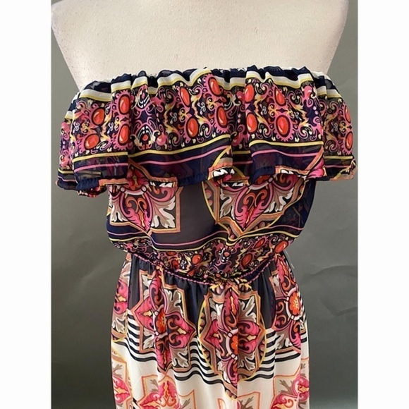STRAPLESS Flowy Print Dress - Picture 2 of 4